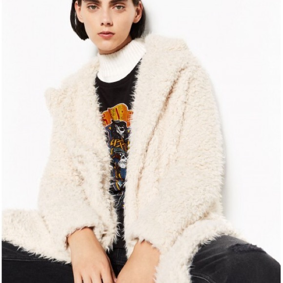 cream fur coat zara